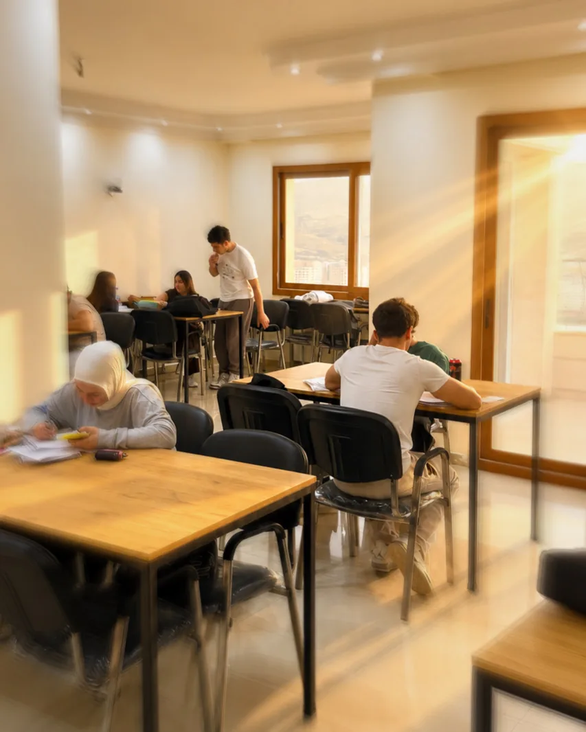 Afternoon light across the LightHouse study room